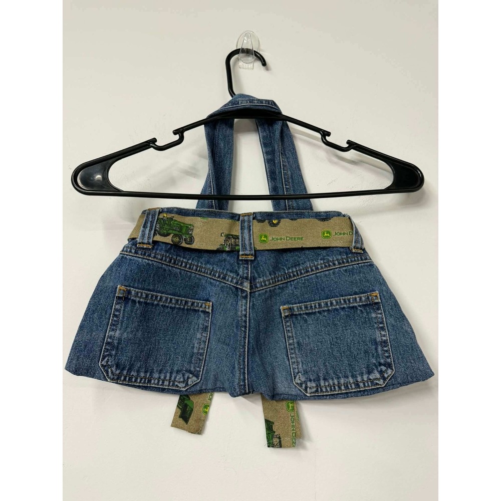 Handmade Upcycled Denim Tote Bag John Deere Tractor Ribbon Belt Blue Jeans Purse - Picture 3 of 8